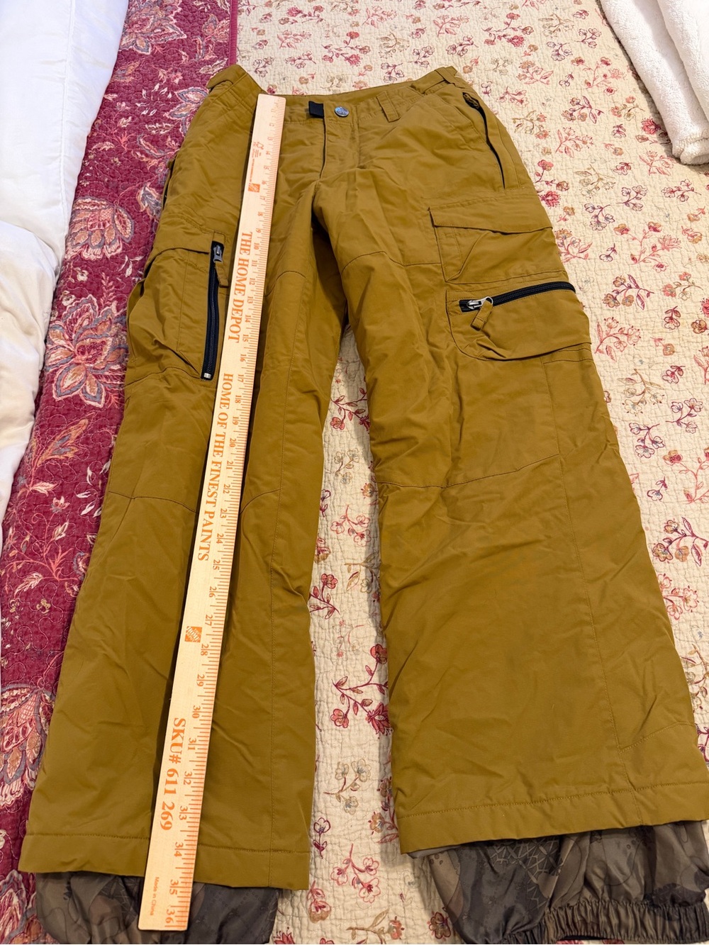 Kids Mustard Cargo Snow Pants with Multiple Pockets - Picture 3 of 7